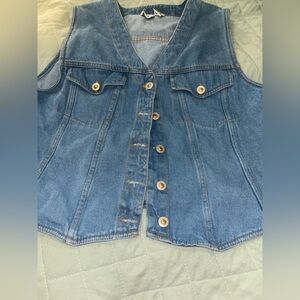 Argee Blue Denim Button-Up Vest size Large